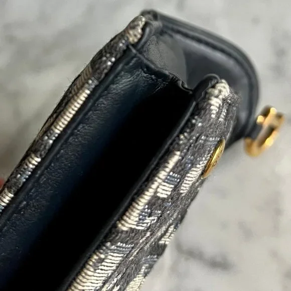 Blue Dior Oblique Jacquard Saddle Flap Card Holder *Authentic* - Picture 15 of 16